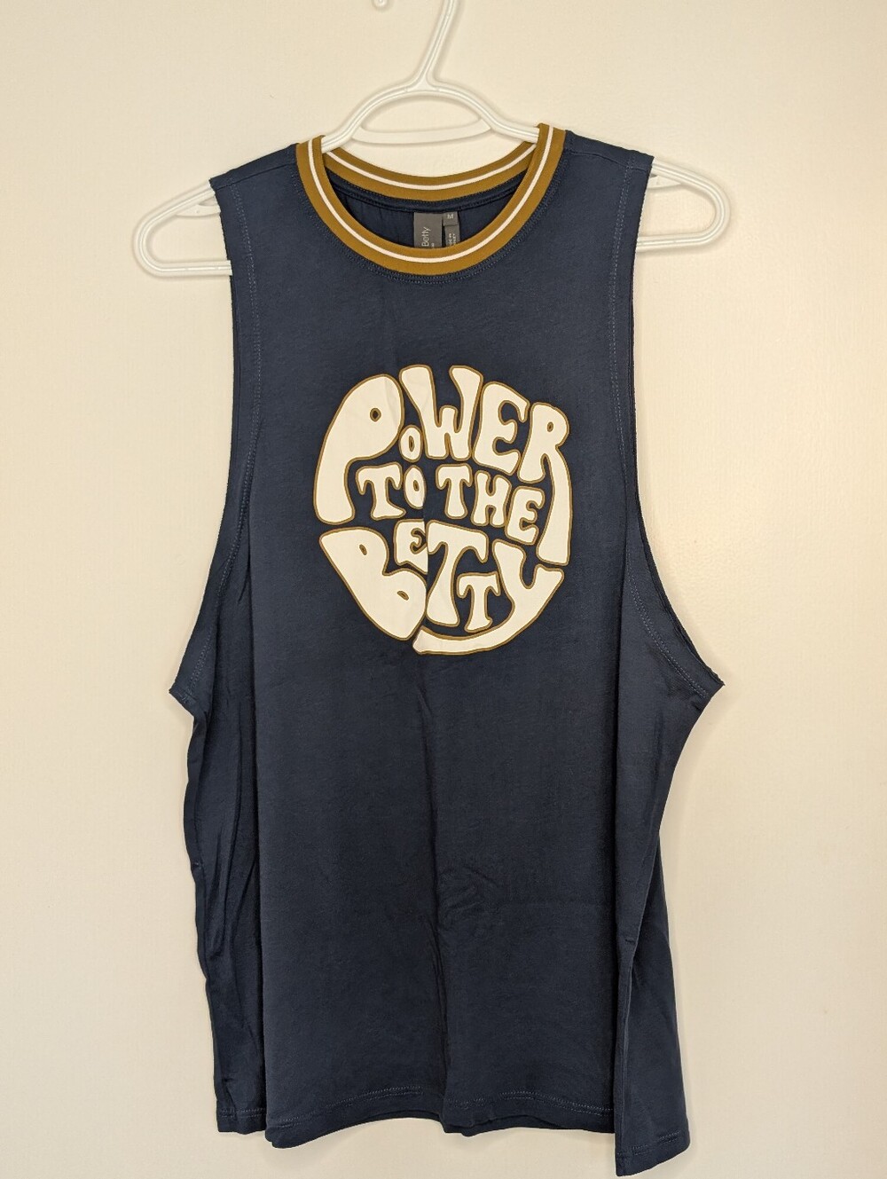 SWEATY BETTY Sleeveless Graphic Tank Top - Navy "Power to the Betty"